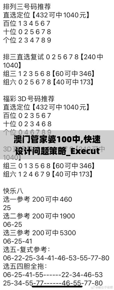 澳门管家婆100中,快速设计问题策略_Executive92.926