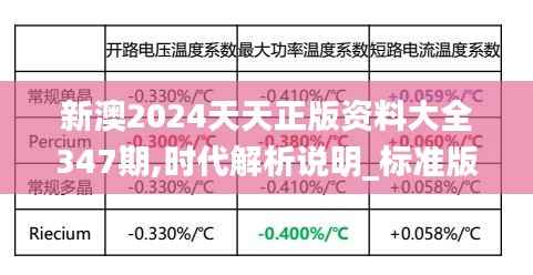 新澳2024天天正版资料大全347期,时代解析说明_标准版10.547