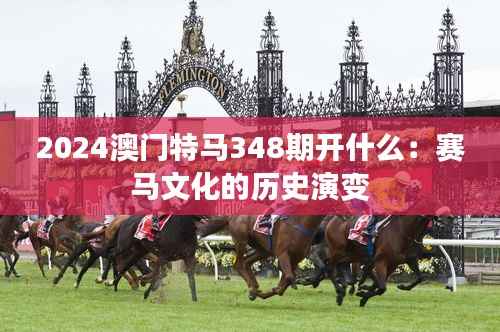 2024澳门特马348期开什么：赛马文化的历史演变