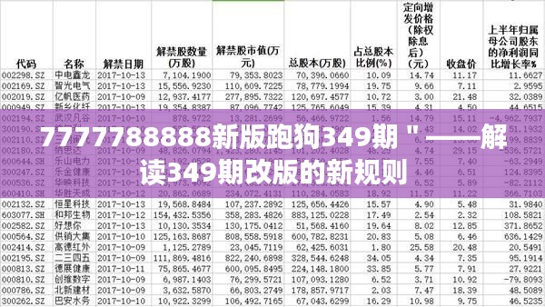 7777788888新版跑狗349期＂——解读349期改版的新规则