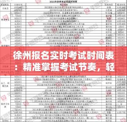 徐州报名实时考试时间表:精准掌握考试节奏,轻松应对挑战