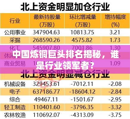 中国炼铜巨头排名揭秘，谁是行业领军者？