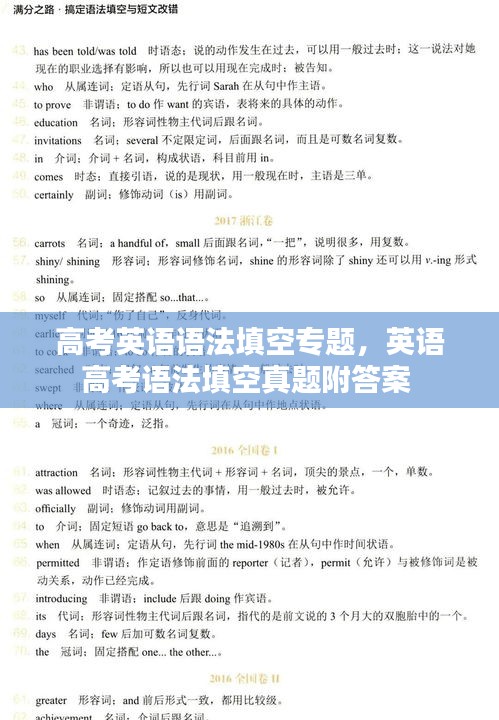 高考英语语法填空专题，英语高考语法填空真题附答案 